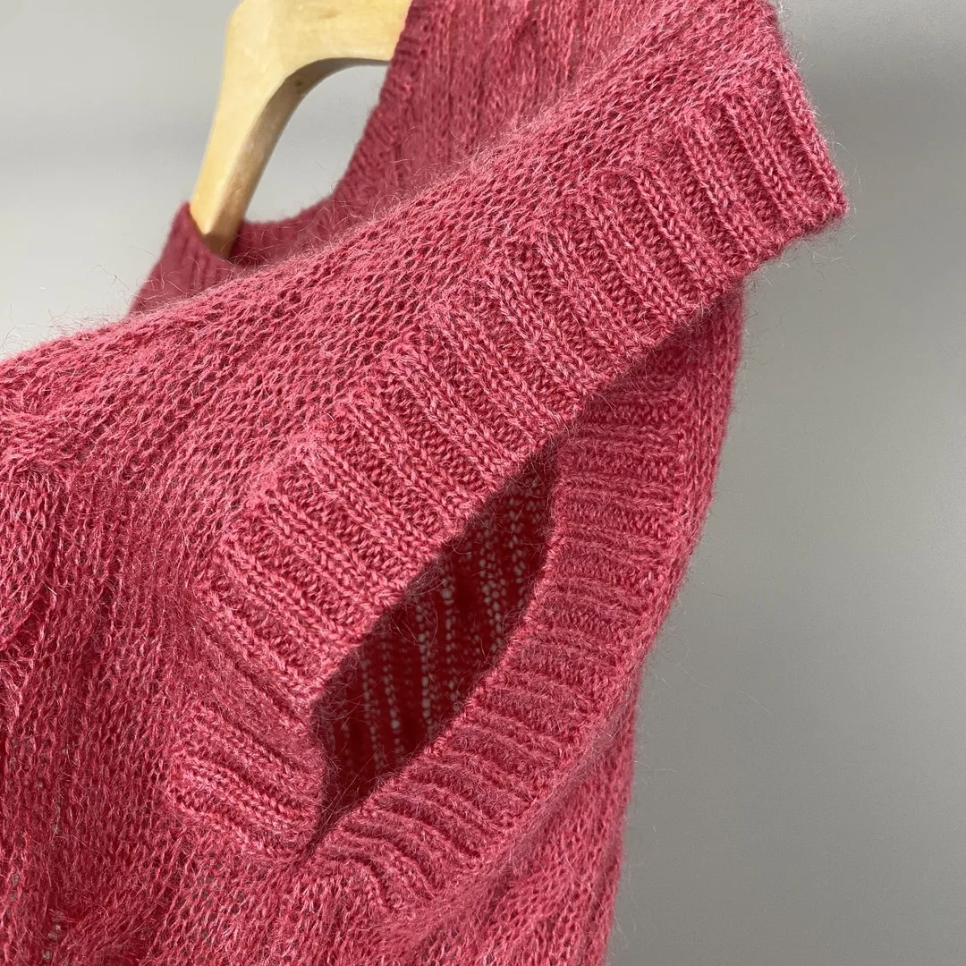 2025 Primavera y novedad de verano, jersey que combina con todo para ir al trabajo, cuello redondo, encaje de cáñamo retorcido, chaleco tejido sin mangas