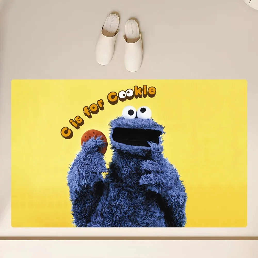 Cartoon Cookie Monster Floor Mat Anti-Slip Bathroom Kitchen Bedroom Living Room Entrance Rug Home Decor
