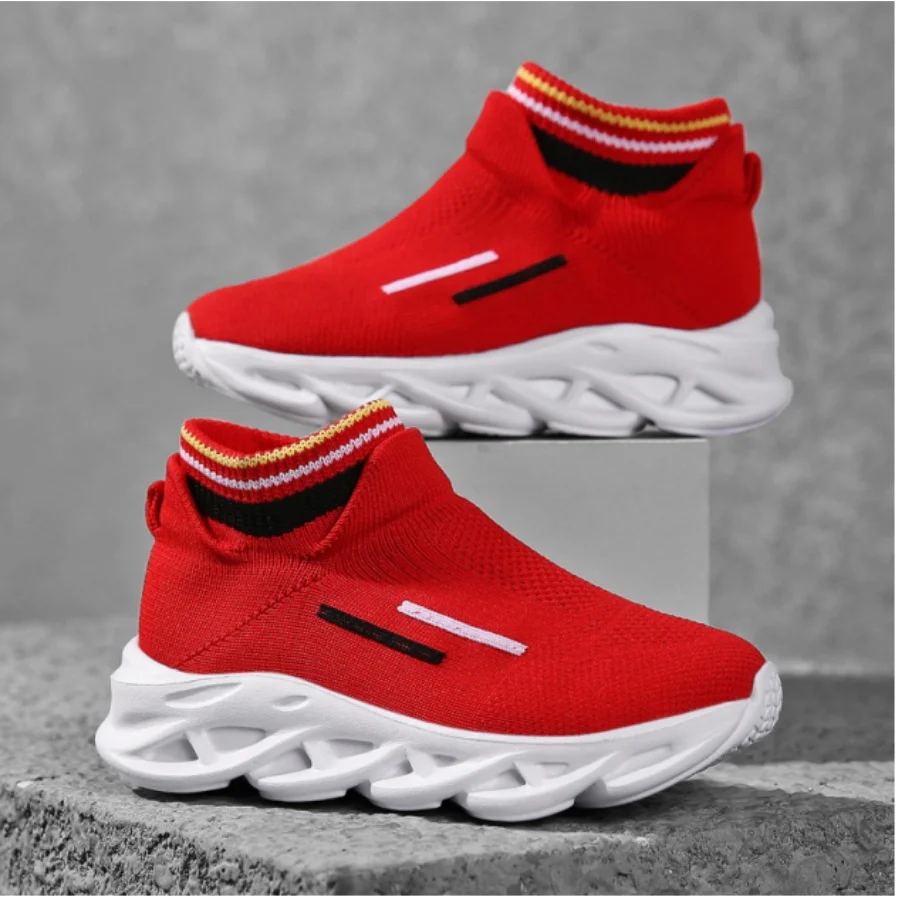

2026 New White Ladies High Top Knit Sock Shoes Slip On Flexible Soft Bottom Breathable Comfort Sports Trainers Daily Wear Footwe