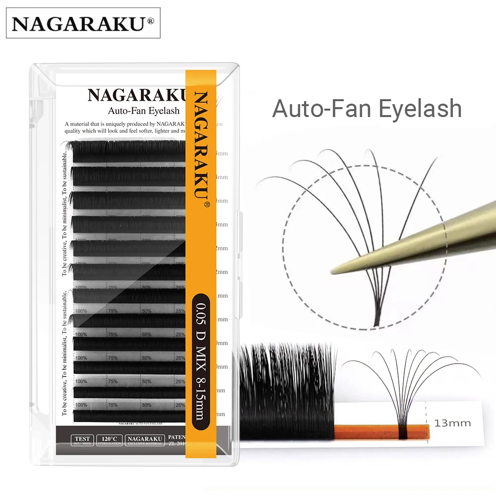 NAGARAKU Fast Shipping Easy Fan Auto Eyelash Extension Supplies Handing Making Fast Bloom Flowering Pre-bonded Lashes Volume