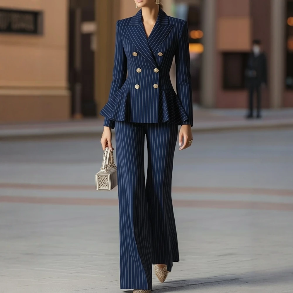 

Loose Fit Suit Trousers For Women Commute Autumn Winter Clothes Set Casual Business Style High Waist Straight Leg Pants