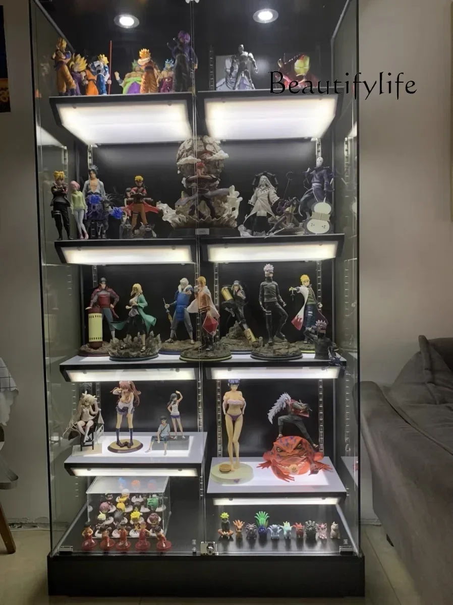 S Display Cabinet Household Solid Wood Small Animation Model Trophy Display Product Gift Cabinet With Lamp