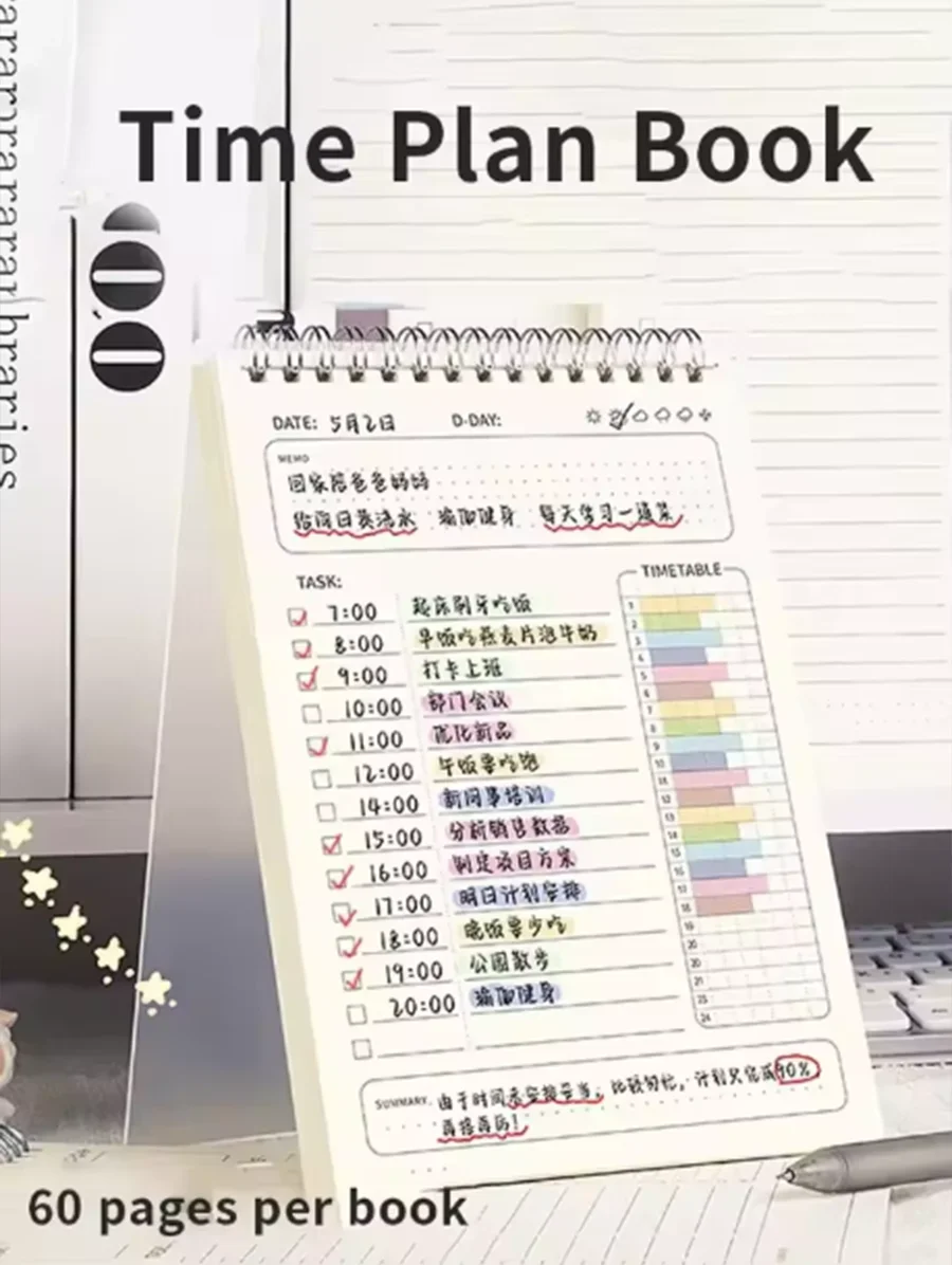 1 Buah Agenda Perencana Spiral A5 Buku Catatan Jadwal Rencana Harian untuk Melakukan Daftar Buku Catatan 160 Halaman Tebal Perlengkapan Kantor Sekolah Alat Tulis