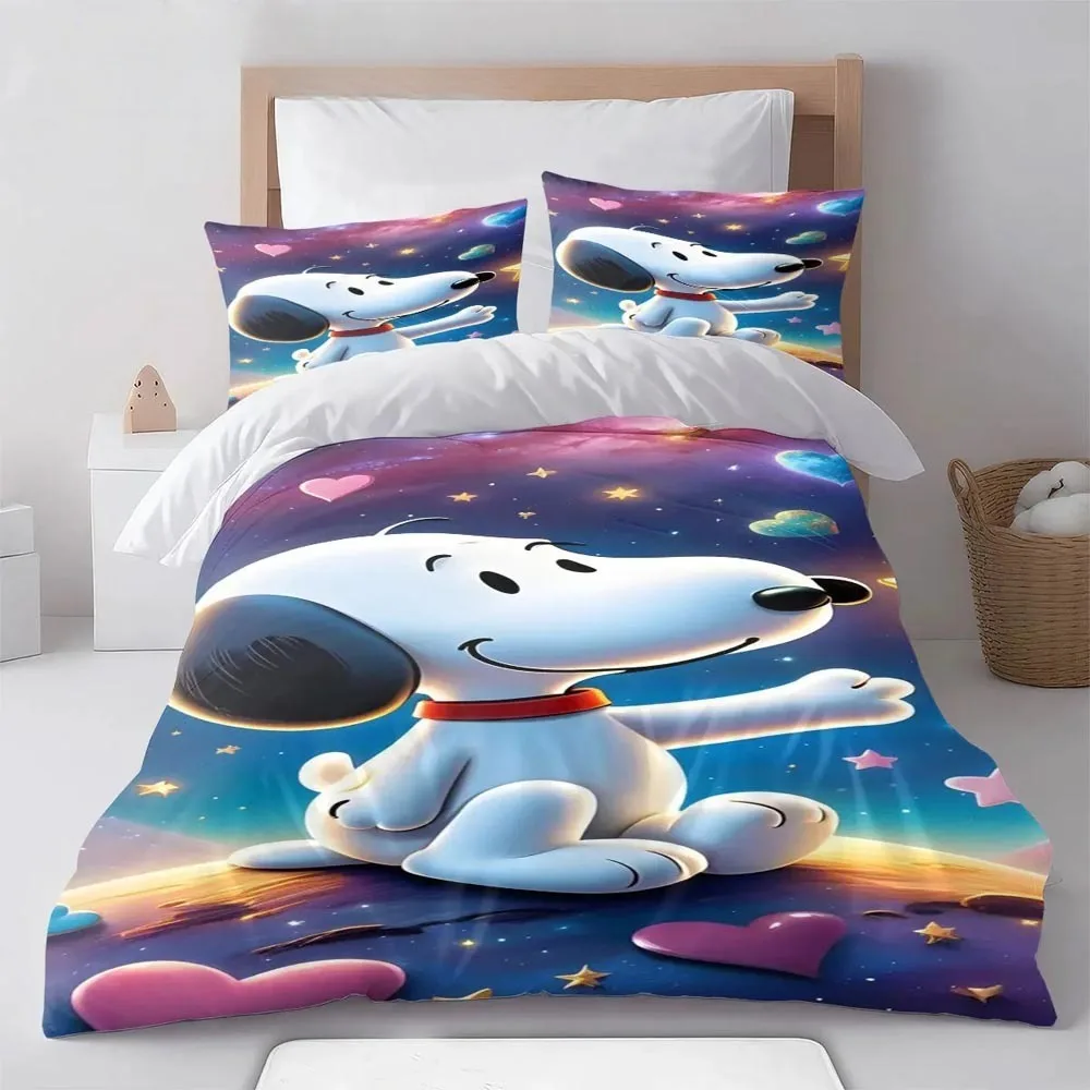 Cartoon Dog Duvet Cover Pillowcase Snoopy Bedding Set Adult Boy Girl Bedroom Decoration Children Gift Single Double Size