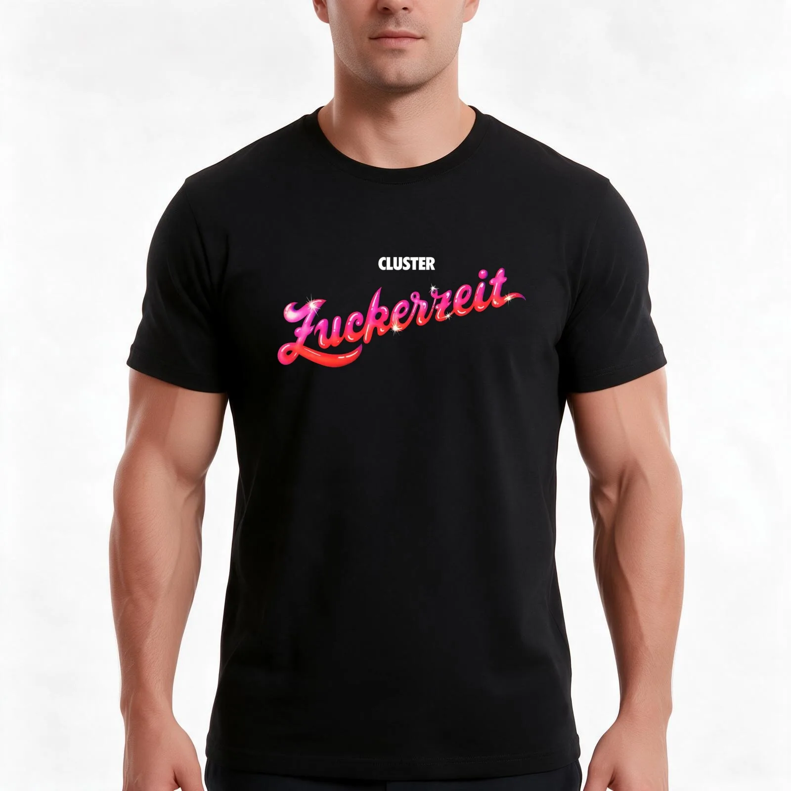 Cluster - Zuckerzeit T-Shirt, Summer Casual Cotton Tee, Oversized Streetwear Tops, Vintage Graphic Print, Loose Fit Short Sleeve