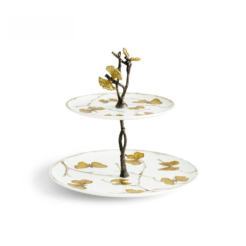 

Подставка для закусок «Белая орхидея», тарелка для десеров «Бабочка и гинкго»