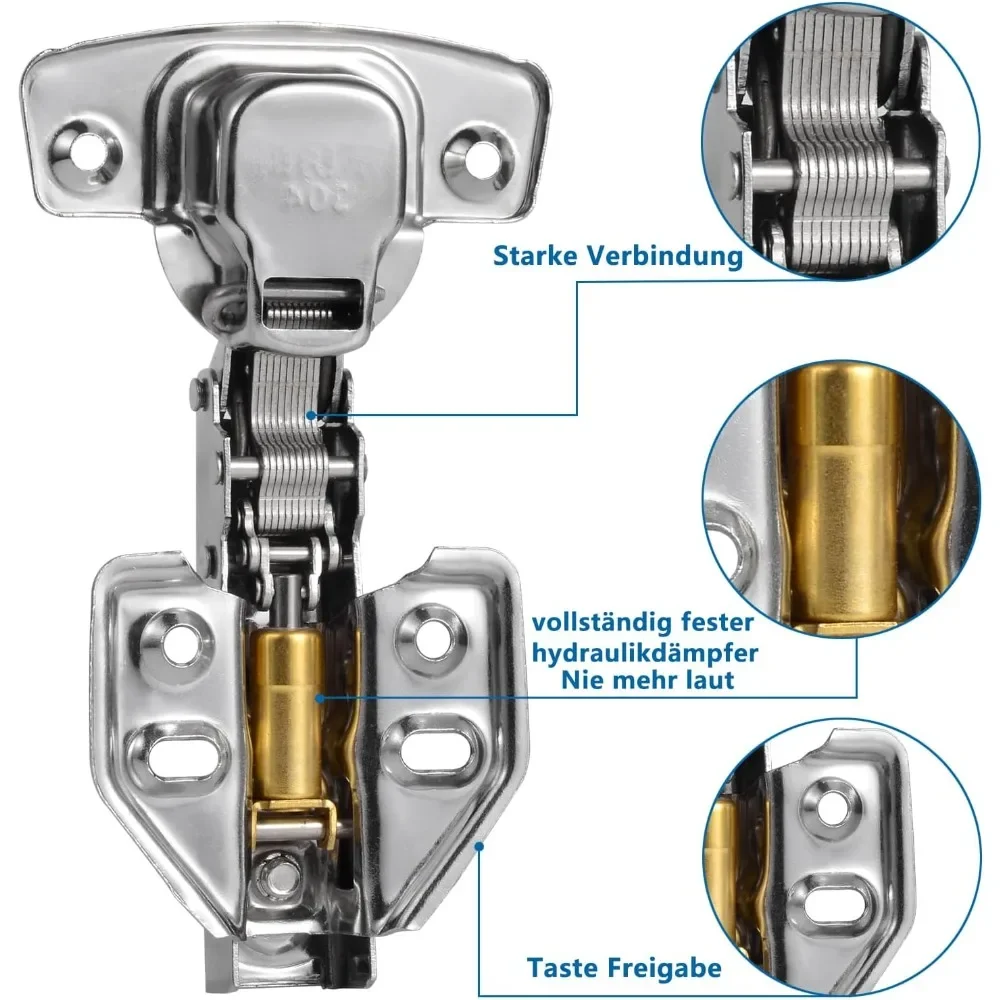 Hinge Repair Plate Stainless Steel Cabinet Hinge Repair Bracket Kit Fixing Screws, Suitable for Wooden Cabinet Doors Furniture