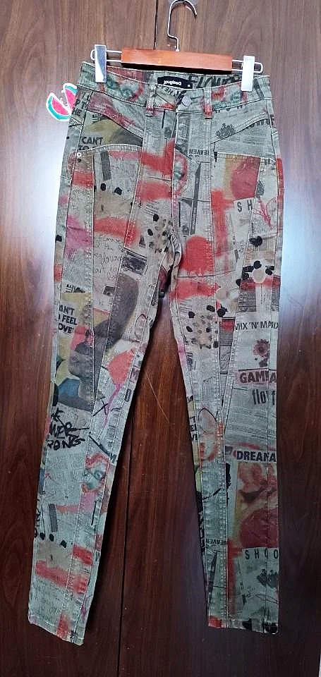 Pantalones vaqueros con estampado de flores para mujer, Pantalón ajustado a la moda, diseño bordado, comercio exterior español, nuevo