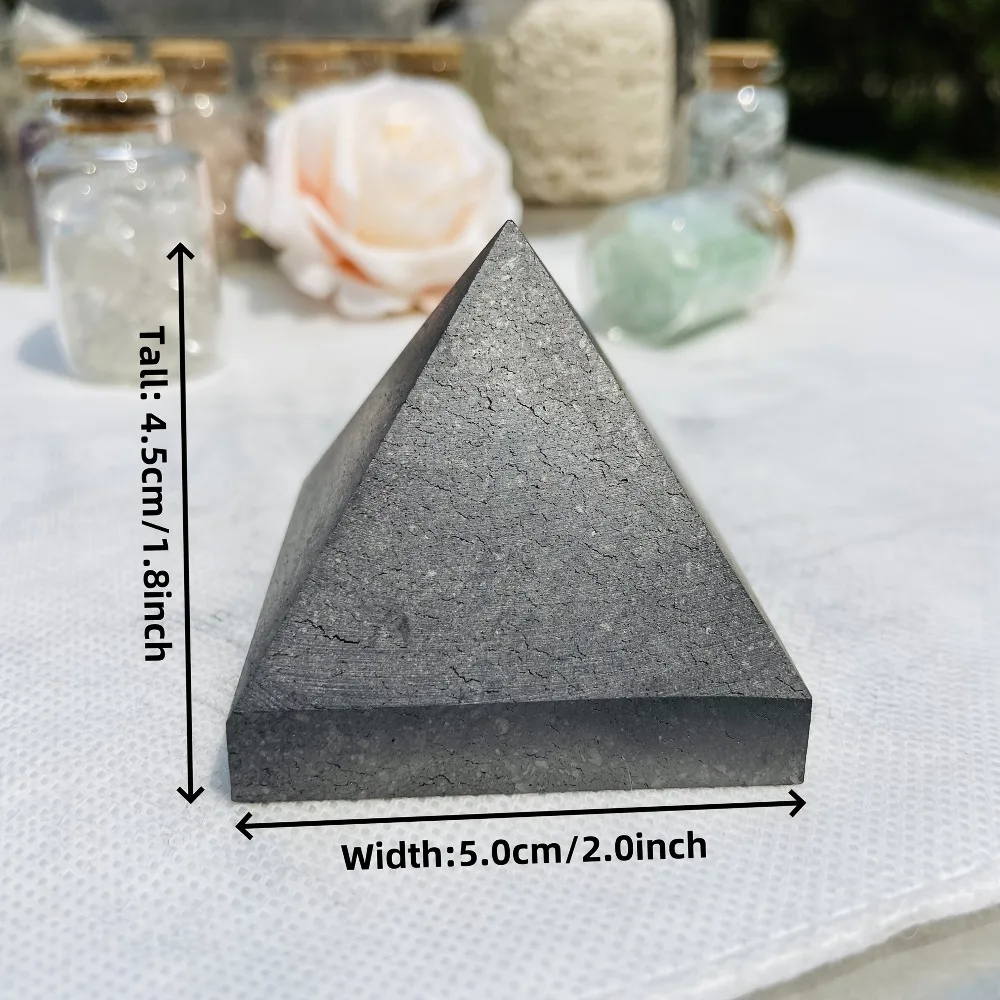 Handmade Shungite Pyramid, Natural Polished Crystal Mineral