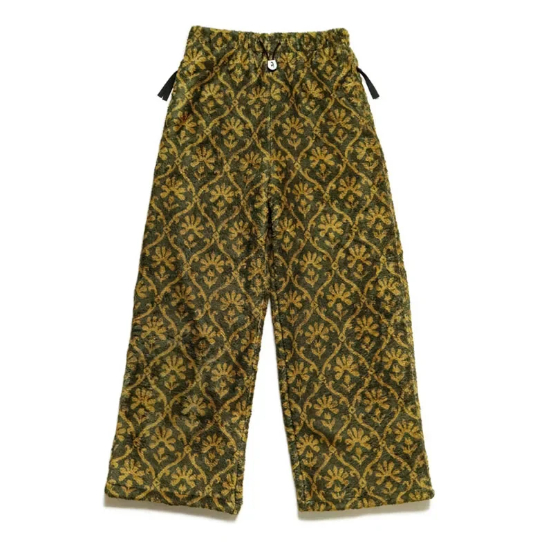 

24AW KAPITAL Hirata Japanese Casual Lamb Wool Printed Floral Warm and Loose Straight Fleece Leg Pants