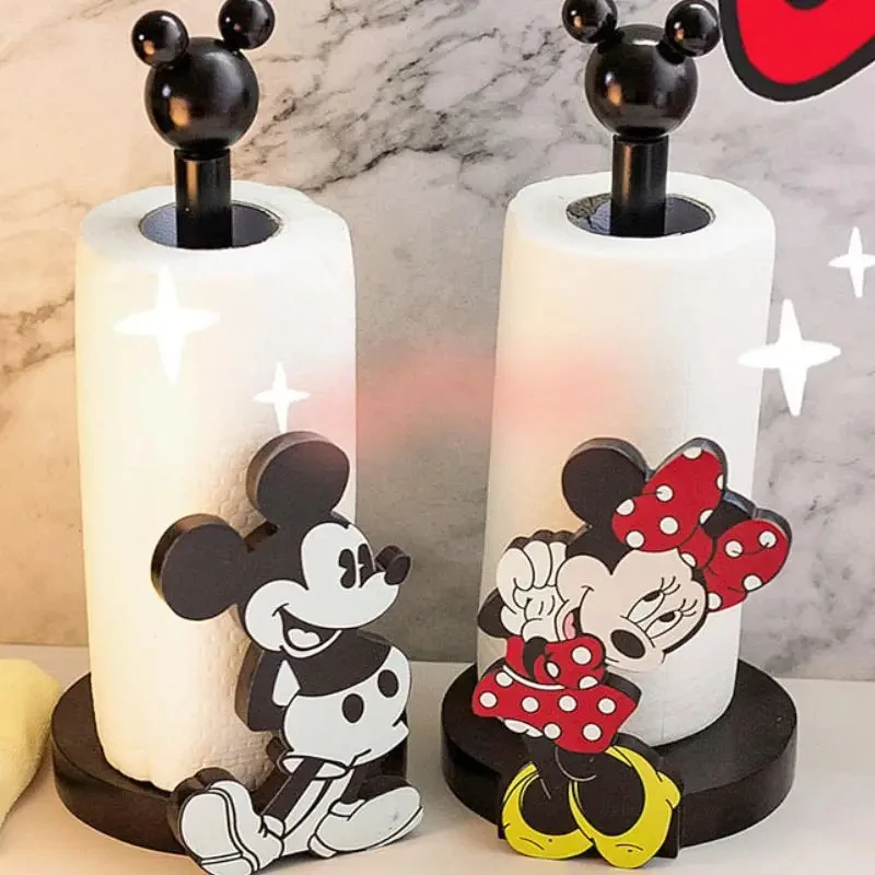 Disney Anime Hot Hobby Mickey Mouse Minnie Creative Kitchen Upright Paper Towel Hanger No Punch Lazy Cartoon Rag Holder Indoor