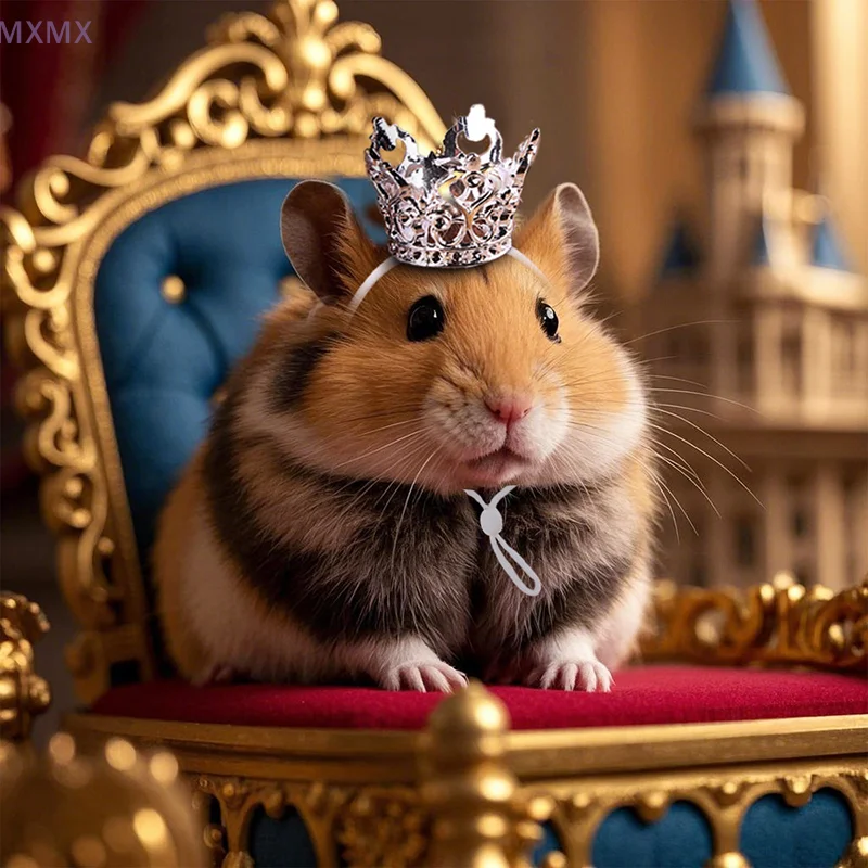 Corona de hámster brillante a la moda, animales pequeños con corona, accesorios de ropa para mascotas, conejillo de indias, suministros para mascotas