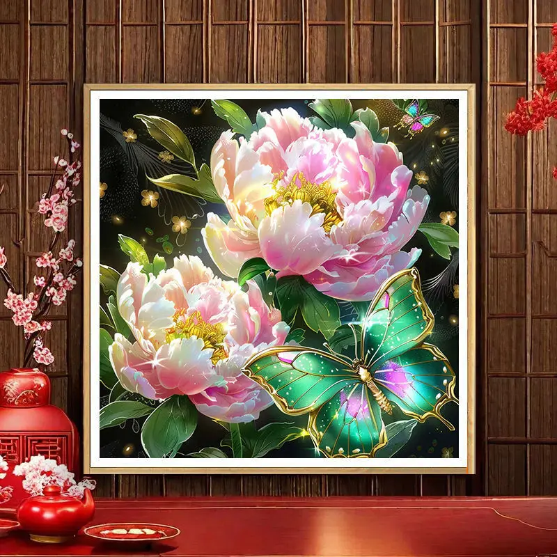 Handmade cross stitch finished product customized wall flower home decoration. Long delivery cycle within 2-5 months