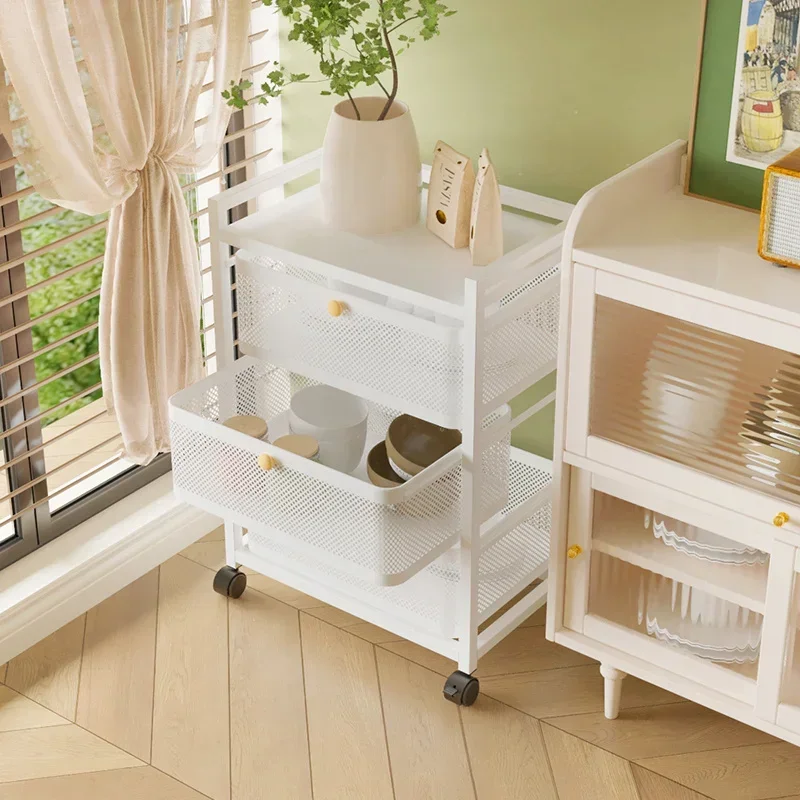 Multi-functional Organizer Cart With Wheels Floor-type Drawer Storage Rack Bathroom Seam Movable Snack Storage Cabinet