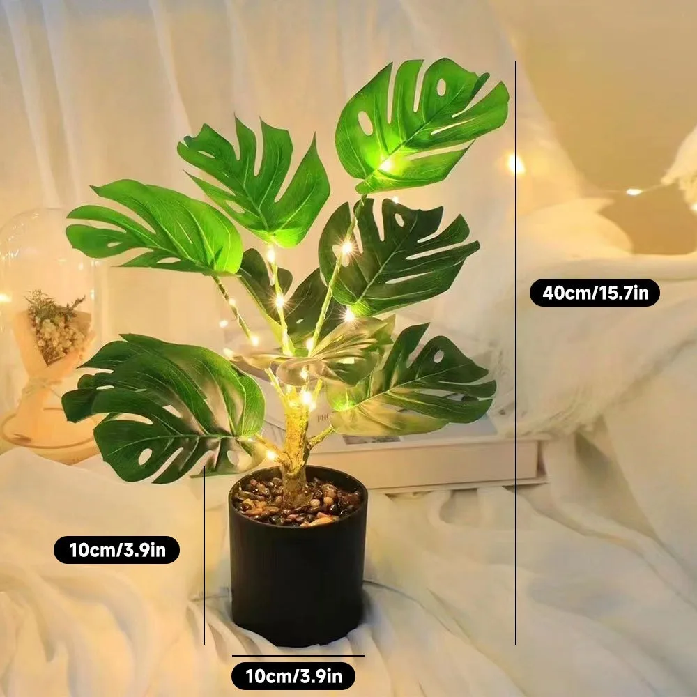 New LED Night Light Simulated Green Plant Potted Plant Luminous Desktop Ornaments Office Bedroom Warm Lamp USB Desk Lamp