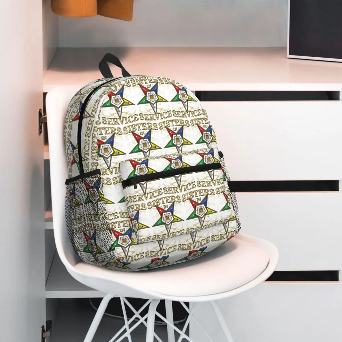 OES Emblem Order Of The Eastern Star Backpack Daypack Large Capacity Boys Girls BookBag School Bag Shoulder Bags for Men Women