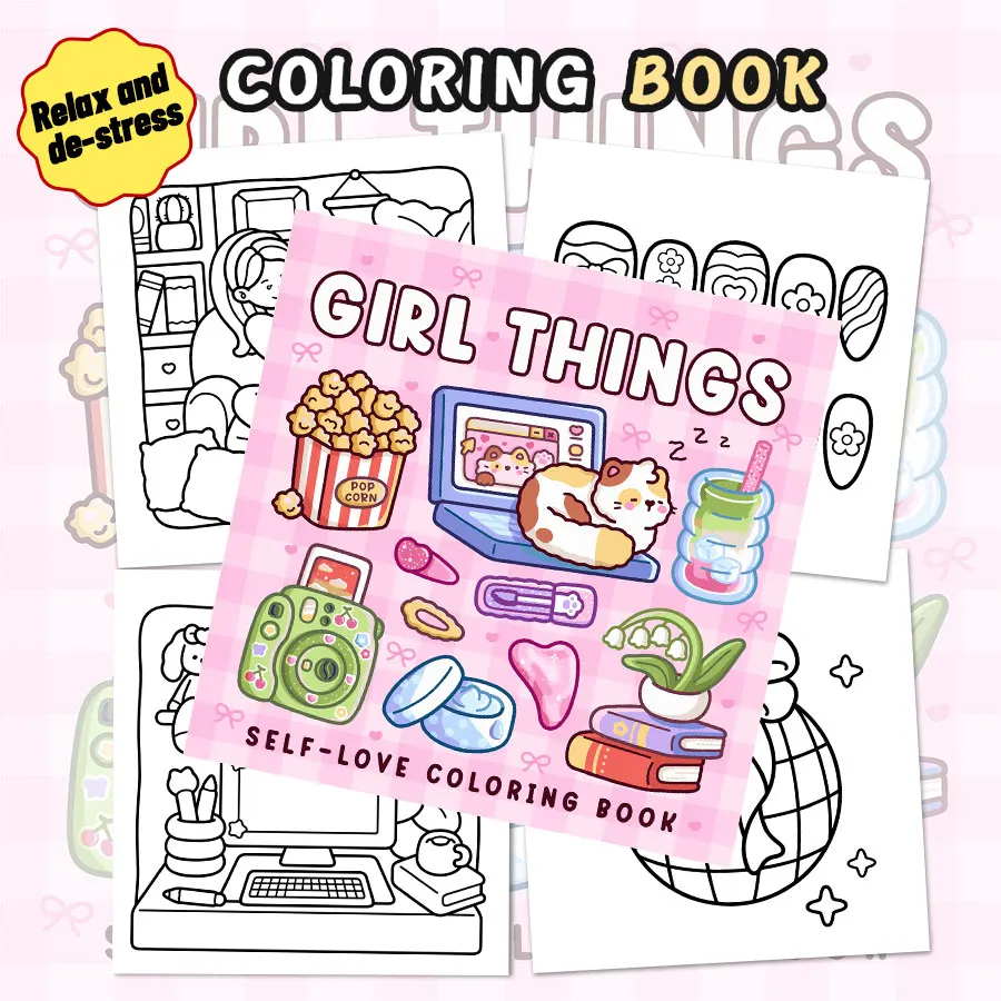 Adult Coloring Books Diverse Cute Scenes, Fun Stress - Relieving Coloring for Family Creativity at Home