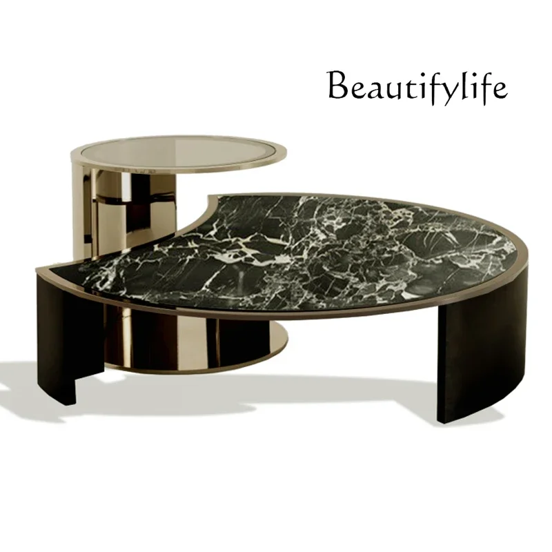 

American light luxury minimalist creative designer marble tea table living room villa special-shaped coffee table