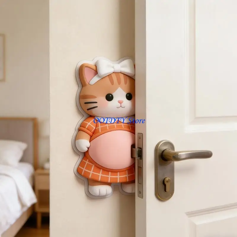 367A 3D Cats Belly Sticker Rubber Anti-Collision Sticker Door Stoppers Stress Relief Toy Funny Decorative Sticker for Wall