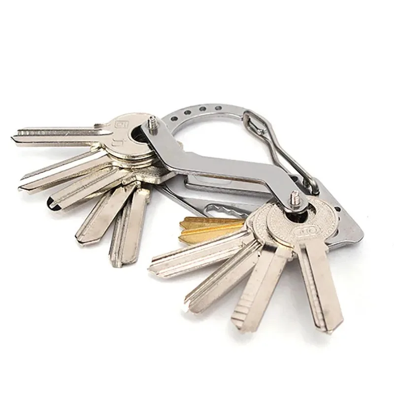 Aço inoxidável Mosquetão, Multifuncional Key Clip, Lock Keychain, chave de fenda, chave, Camping ao ar livre, Montanhismo Ferramenta