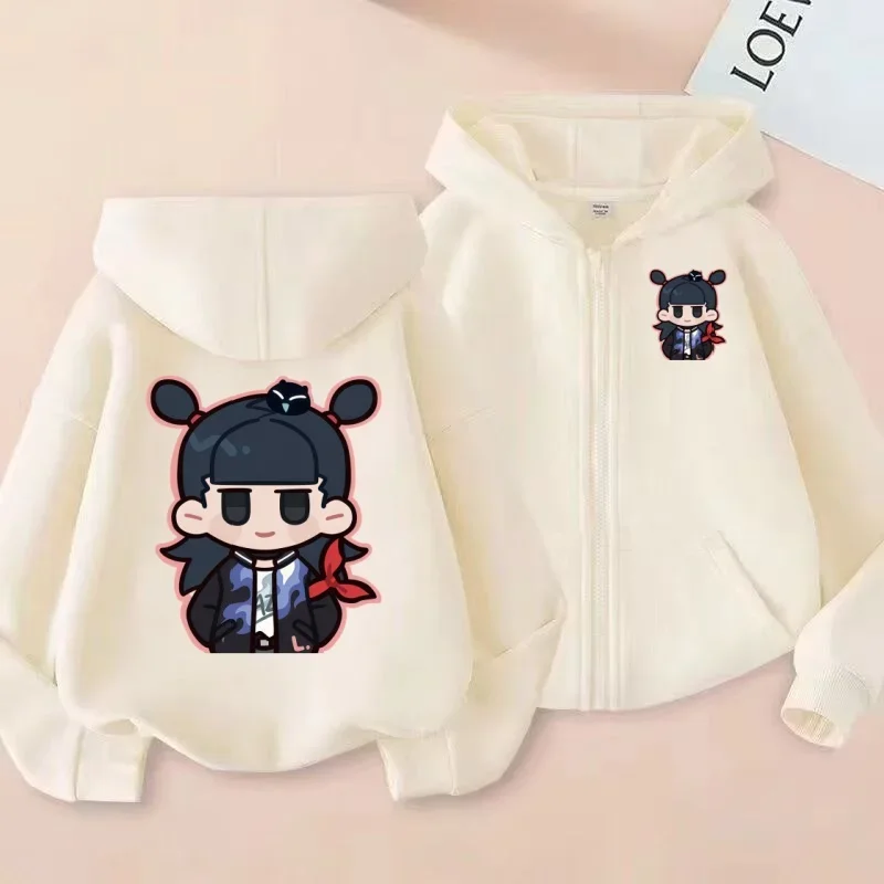 سويت شيرت بسحاب للأطفال Q-Version هوديي مطبوع عليه الرسوم المتحركة اللطيفة للرجال والنساء، قميص كاجوال لطيف #1