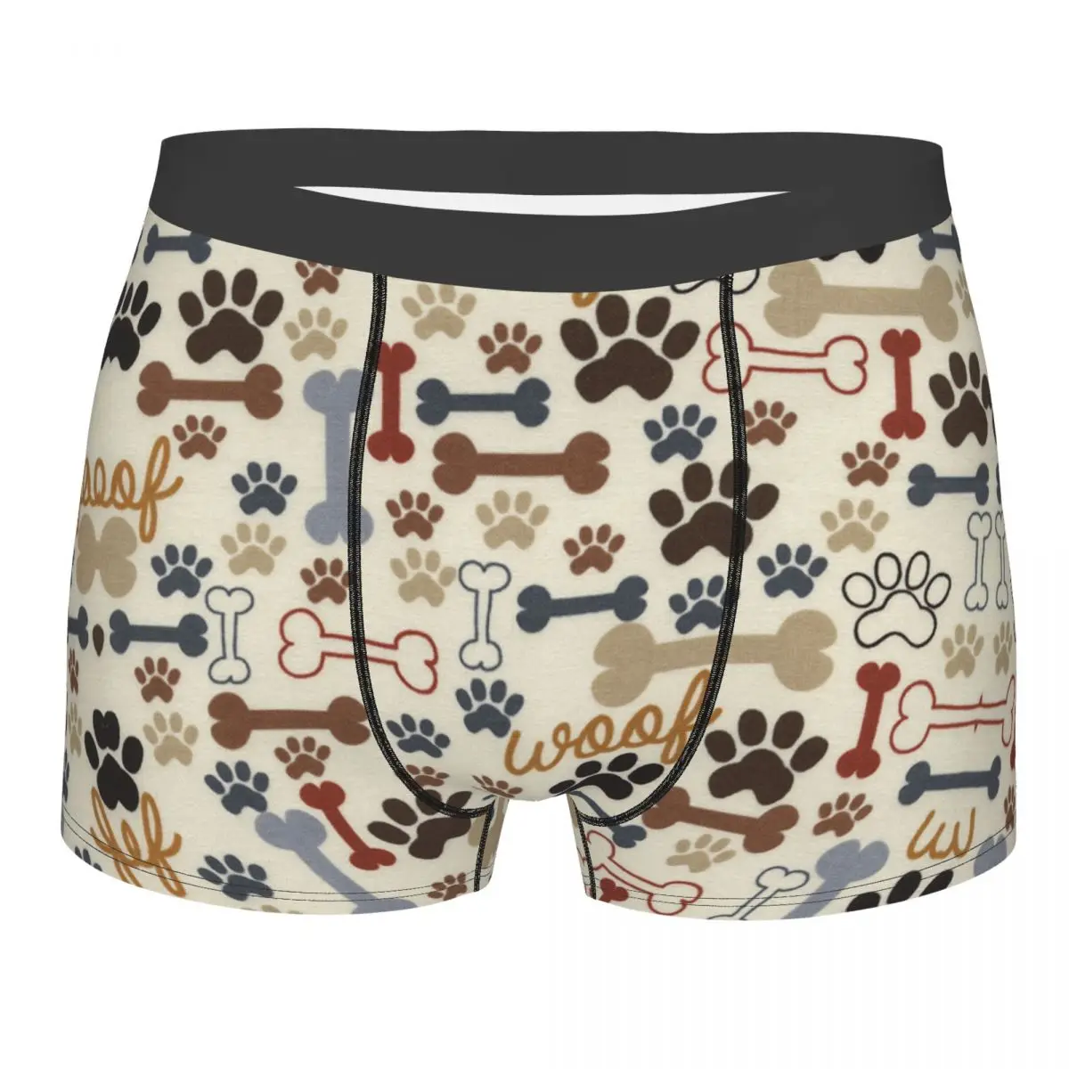 Custom Cool Dogs Paws And Bones Paw Print Boxers Shorts Panties Underpants Breathable Cute Pet Animal Footprint Briefs Underwear