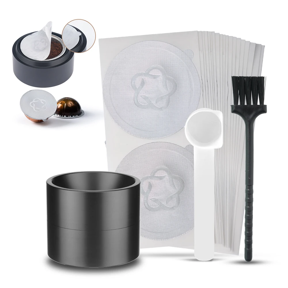 

50/100PCS Reusable Aluminum Foil Seals Kit Compatible with Nespresso Vertuoline Capsules Reusable Capsule Holder Dosing Ring