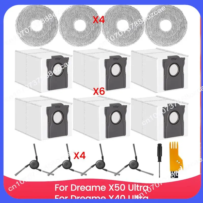 

Аксессуары A26P для робота-пылесоса Dreame X50 Ultra, замена для Dreame X40 Ultra, мешки для пыли, подушечки для швабры, боковые щетки