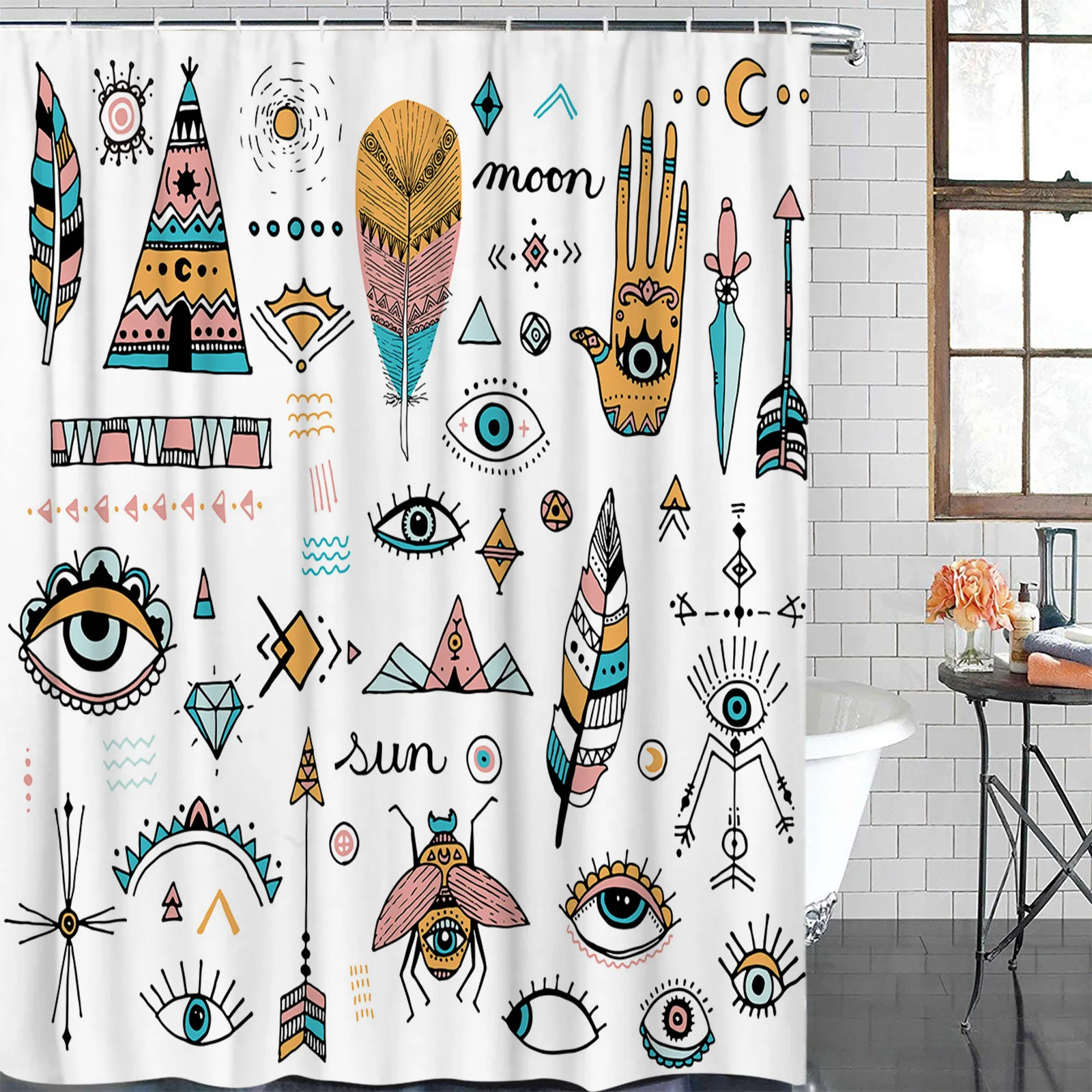 Abstract Painting Feather Beetle Arrow Waterproof Shower Curtain With Hook Bath Curtains Bathroom Decoration Accessories