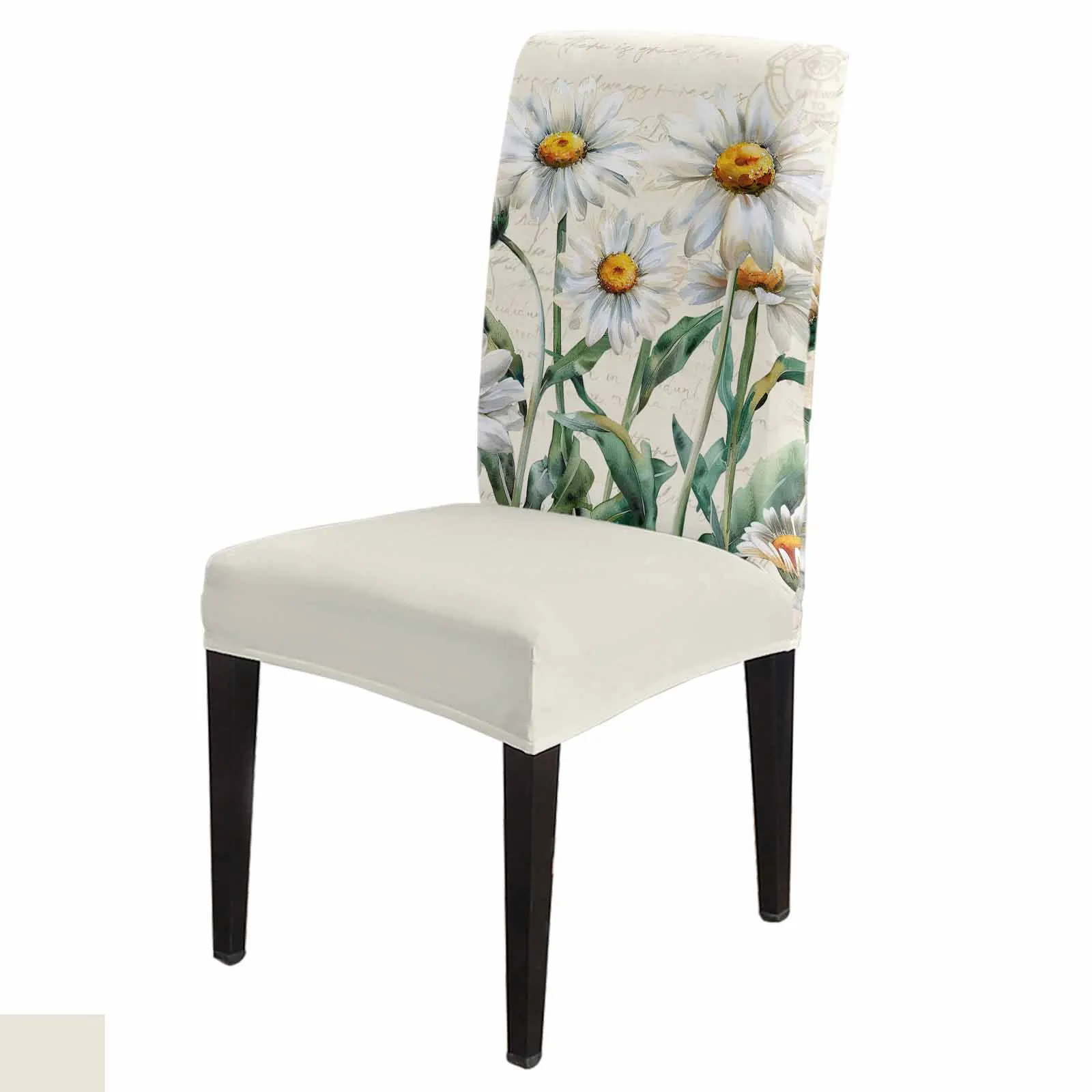 

Spring Flower Daisy Retro Dining Chair Covers Spandex Stretch Seat Cover for Wedding Kitchen Banquet Party Seat Case