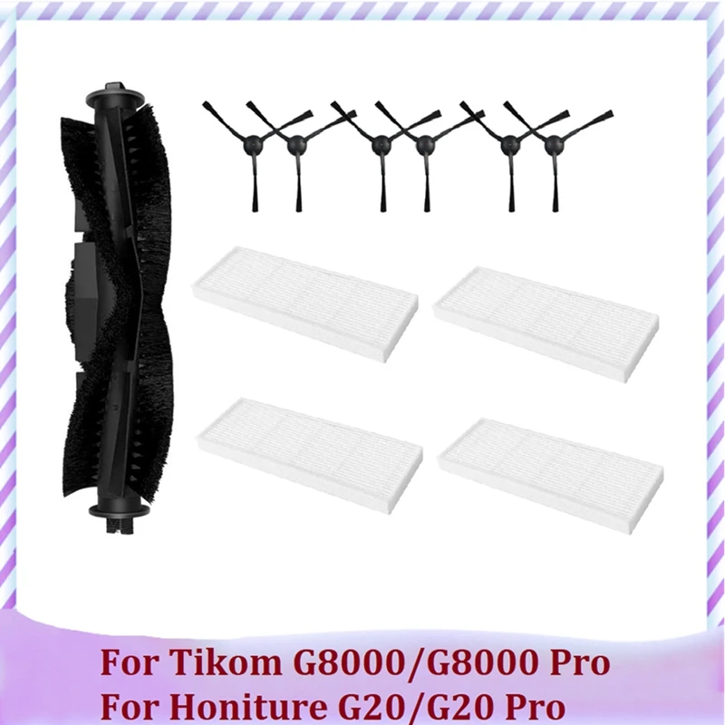 11PCS Accessories For Tikom G8000/G8000 Pro / Honiture G20/G20 Pro Vacuum Cleaner Main Side Brush Hepa Filter