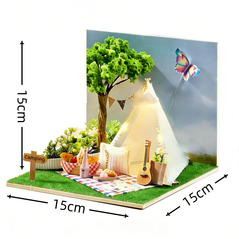 Kit puzzle 3D creativo in legno OUZEY - Costruisci la tua ruota della promessa estiva con case in miniatura, decorazione unica per la camera degli adolescenti