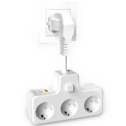 Multiple Socket Power Strip with Flexible Cable 3840W 16A EU Plug Multicontact Outlet 2USB 1 Type C Electrical Socket Adapter