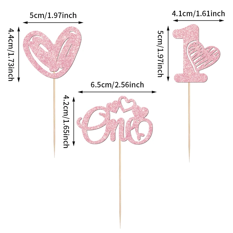 YOMDID 24 Stück Cupcake-Picks zum Valentinstag, 1. Geburtstag, Cupcake-Topper, One Love Heart Picks, Kuchendekorationen, Partyzubehör – Detail 4