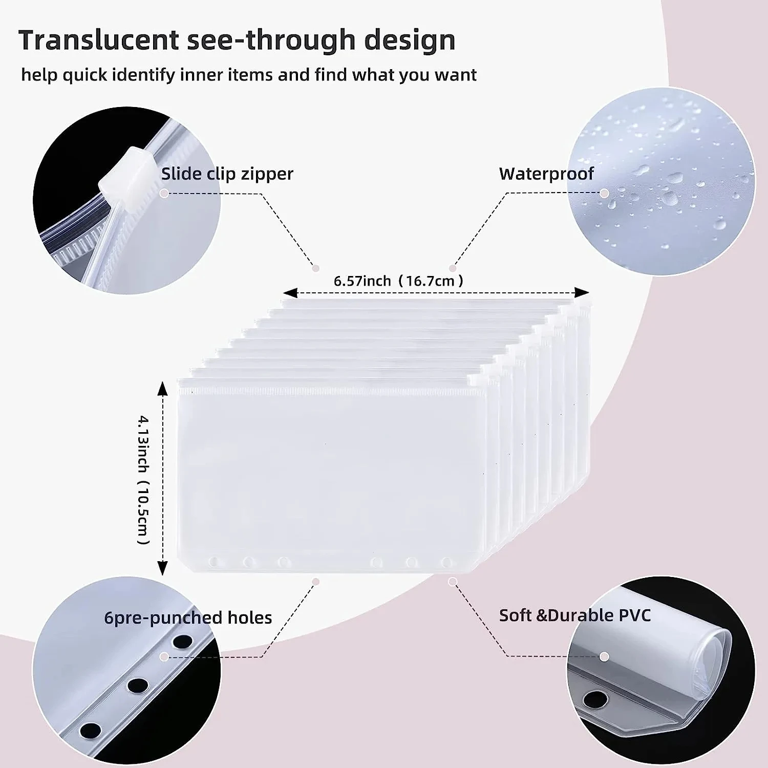 A6 PU Leather Cash Envelope Budget Binder Notebook Cash Envelopes System Set Binder Pockets Money Budget Saving Bill Organizer