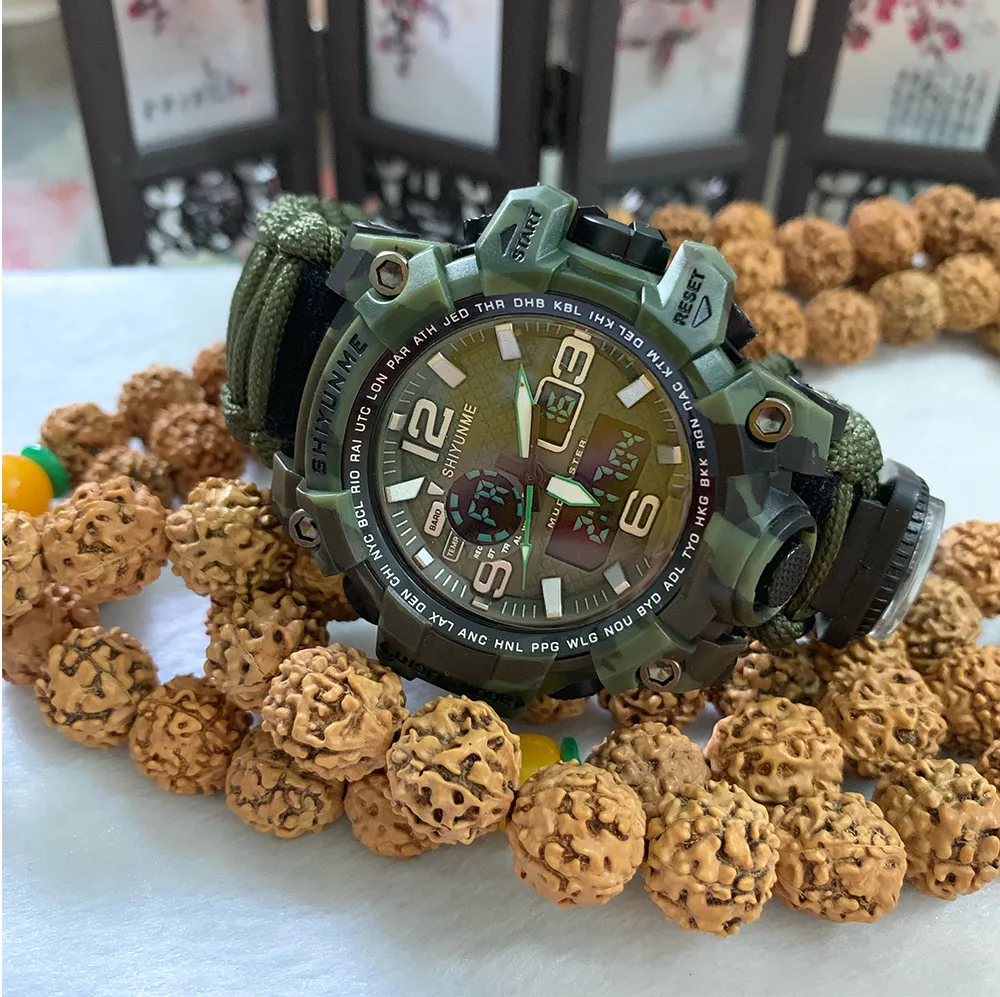 Outdoor Survival Watch Multifunctional Waterproof Military Tactical Paracord Watch Bracelet Camping Hiking Emergency Gear EDC