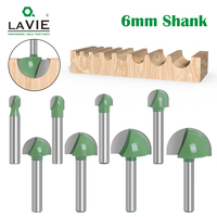 LAVIE 1pc 6mm Shank Ball Nose End Mill Round Nose Cove CNC Milling Bit Radius Core Box Solid Carbide Router Bit Tools MC06001