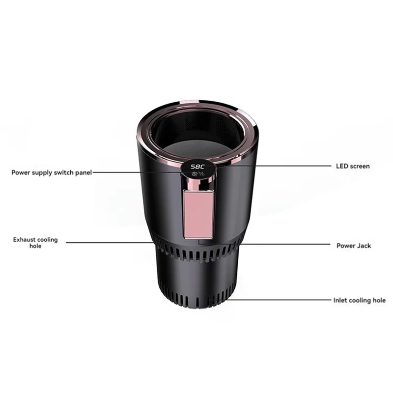 

ABPQ-2 In 1 Intelligent Cold & Warm Car Cup With Cooling And Heating Functions Insulation Drink Cooler For Tumblers US Plug