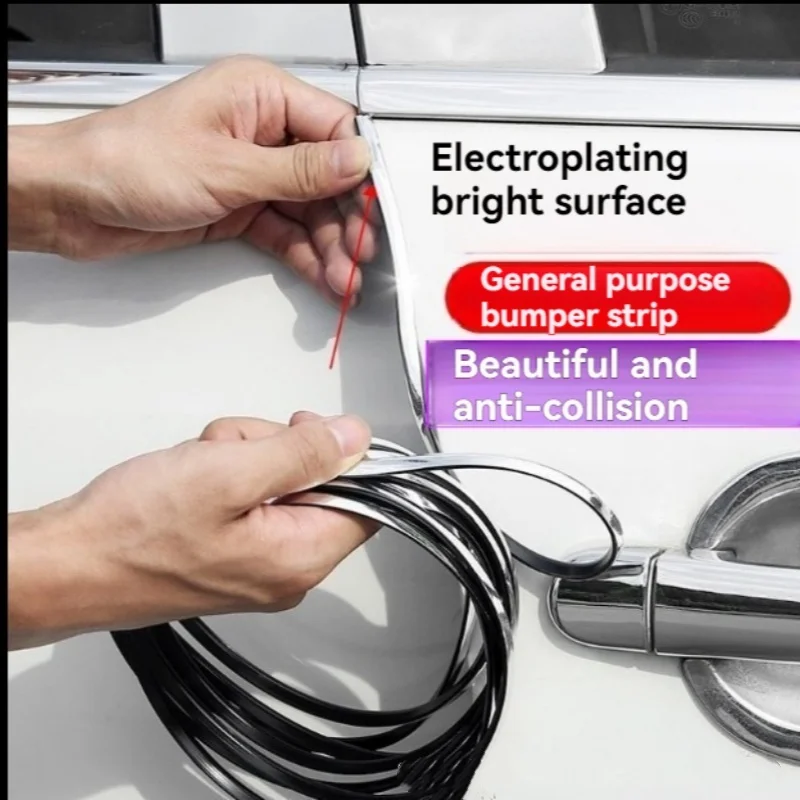 Car Door Edge Guards, 16ft Clear Chrome Universal U Shape Rubber Sealed Door Edge Protection Fit for Most Car