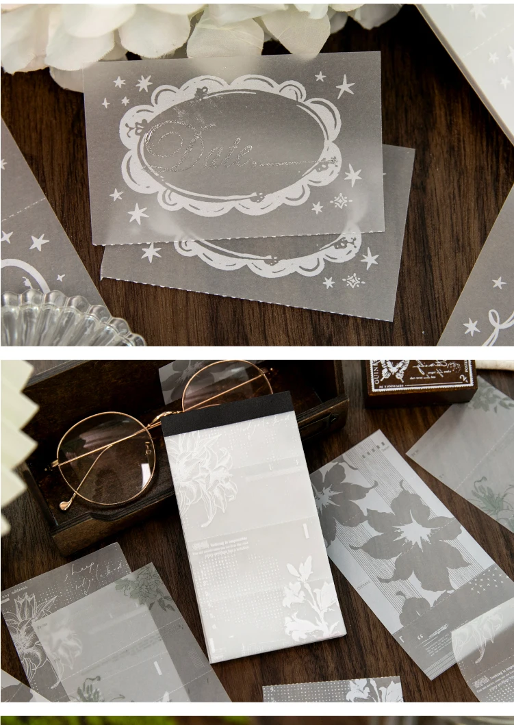 Journal GO 30 Stück Vintage Transparentpapier Halbtransparentes Materialpapier für Collage Junk Scrapbooking Dekoratives Hintergrundpapier – Detail 16