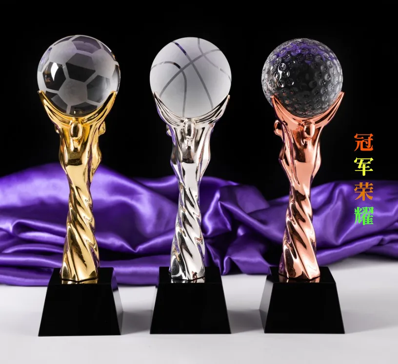 custom-made basketball football tennis ball game match crystal champion trophy CUP--BEST business gifts birthday present