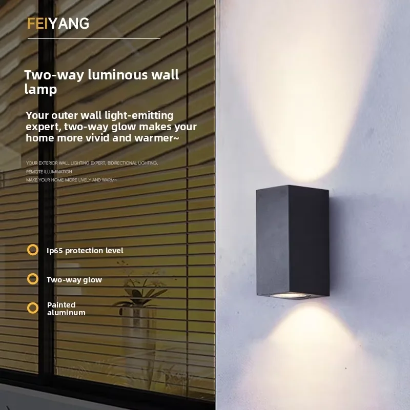 Modern European-Style Square LED Garden Wall Lamp Aluminum Shell Borosilicate Glass Diffuser Double-Head Waterproof 12W 3-Year