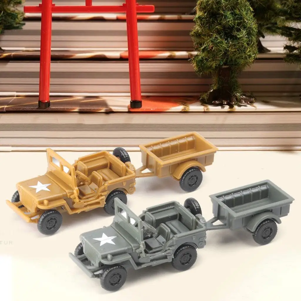 2 - 4D Assembled 1:72 Cars Model Army Table Decoration Gift for Boys