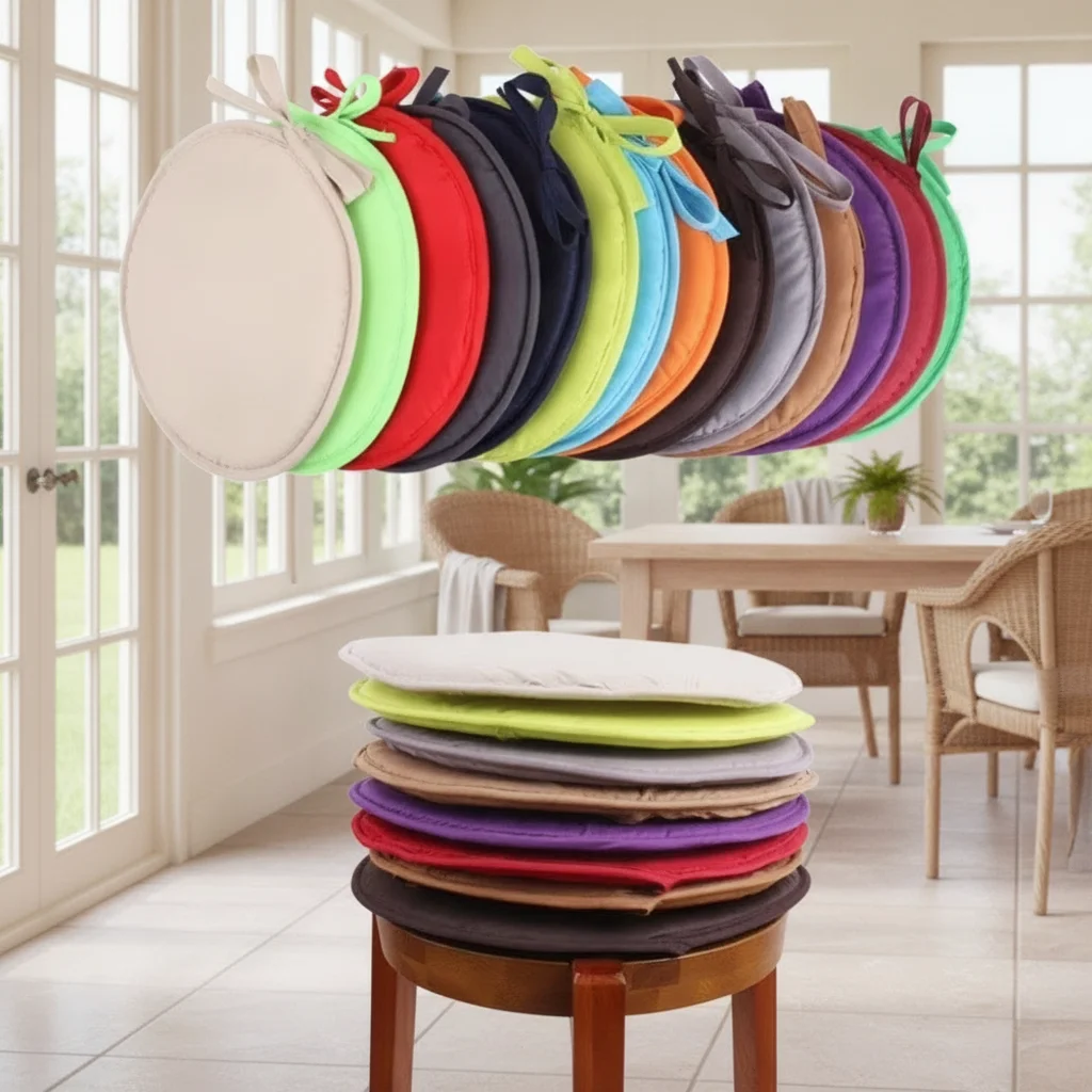 High Quality Thickened Sponge Round Chair Pad 30*30CM Candy Color Circular Chair Cushion With Drawstring Washable Seat Pad Cover