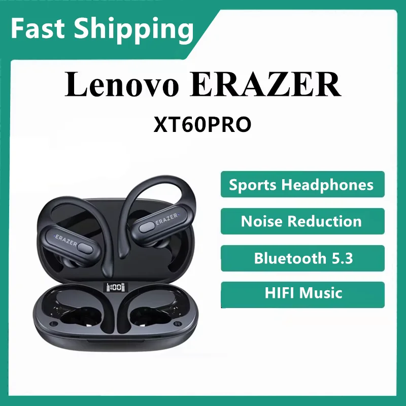 ERAZER XT60 PRO Wireless Headphones Sports Earphones Bluetooth 5.3 Waterproof Headsets Noise Reduction HiFi Stereo Sound