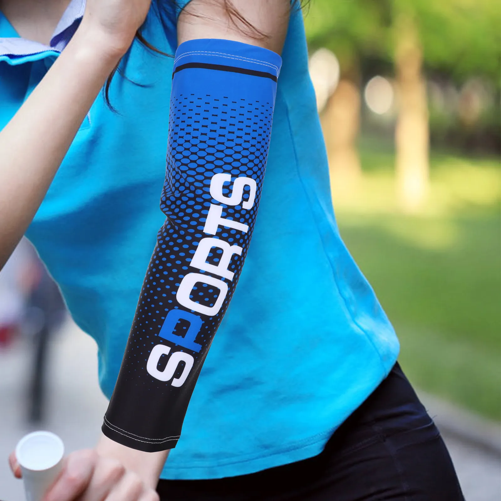 

1Set Sun-Protective Arm Sleeve Innovative Ice Silk Fiber Summer Outdoor Sports Elbow Protective Sleeve Basketball Cycling Hiking