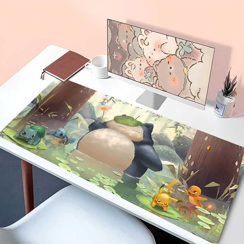 Mouse Pad p-pokemon snorpattern desen ekstra büyük dizüstü klavye yastık kız tarzı ofis Anti kayma Mouse Pad doğum günü hediyesi