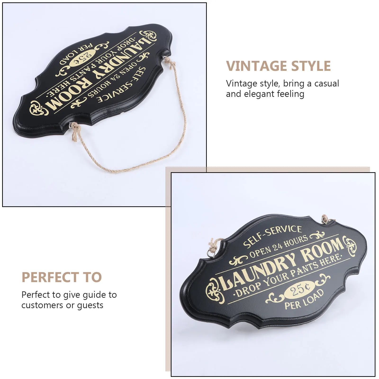 

1pc Plaques Black Hanging Laundry Room Plaques Sign For Hotel College Decor Dry Cleaning Shop Wall Board