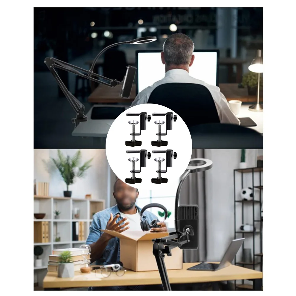 

Регулируемые настольные зажимы C, 4 шт. в упаковке с резьбовым отверстием 12 мм для надежного крепления различных аксессуаров на столе