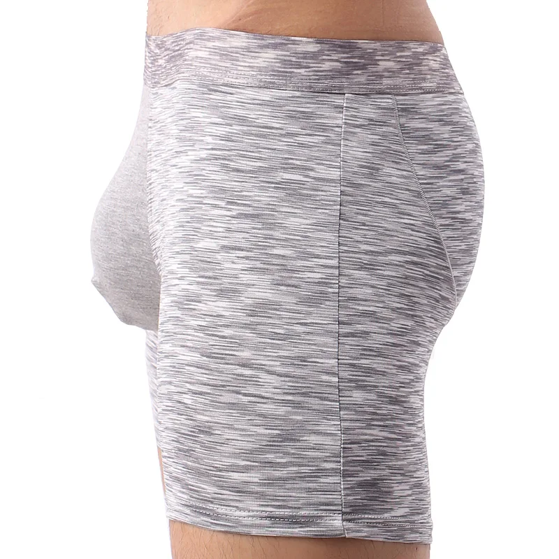 Calzoncillos Boxer de Modal antirozaduras para hombre, pantalones cortos de entrenamiento con abertura frontal, ropa interior de gimnasio de pierna larga, calzoncillos deportivos transpirables de secado rápido